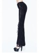 Black Lace Palace Pattern Lace-Up Velveteen Gothic Flared Pants