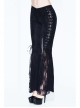 Black Lace Palace Pattern Lace-Up Velveteen Gothic Flared Pants