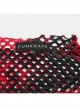 Personalized Black And Red Hollow Mesh Stitching Soft Knitted Turtleneck Punk Style Short-Sleeved T-Shirt