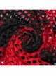 Personalized Black And Red Hollow Mesh Stitching Soft Knitted Turtleneck Punk Style Short-Sleeved T-Shirt