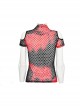 Personalized Black And Red Hollow Mesh Stitching Soft Knitted Turtleneck Punk Style Short-Sleeved T-Shirt
