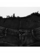 Sexy Black Elastic Slim Fit  With Studded Side Drawstrings Punk Style Asymmetric Denim Shorts