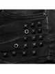 Sexy Black Elastic Slim Fit  With Studded Side Drawstrings Punk Style Asymmetric Denim Shorts