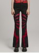Black And Red Micro Stretch Twill Woven Spiderweb Claw Gothic Flared Pants