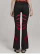 Black And Red Micro Stretch Twill Woven Spiderweb Claw Gothic Flared Pants