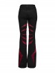 Black And Red Micro Stretch Twill Woven Spiderweb Claw Gothic Flared Pants