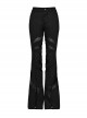 Black Micro Stretch Twill Woven Spiderweb Claw Gothic Flared Pants