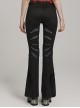 Black Micro Stretch Twill Woven Spiderweb Claw Gothic Flared Pants