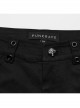 Black Micro Stretch Twill Woven Spiderweb Claw Gothic Flared Pants