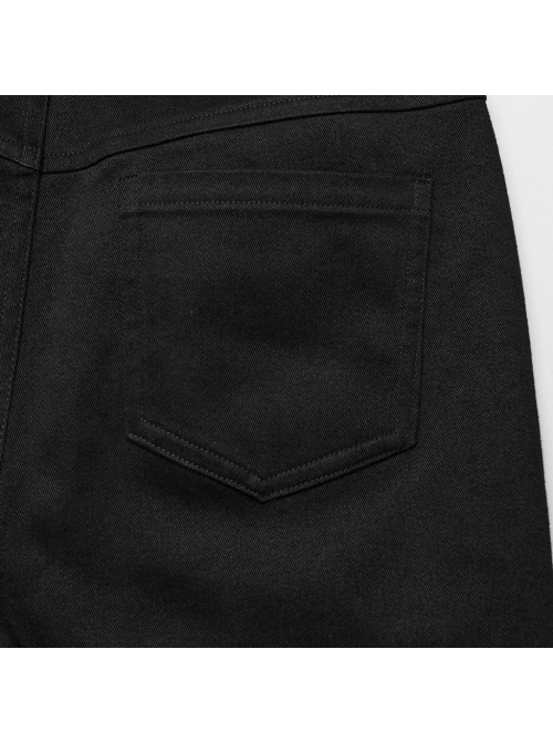 Black Micro Stretch Twill Woven Spiderweb Claw Gothic Flared Pants
