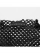 Personalized Black Hollow Mesh Stitching Soft Knitted Turtleneck Punk Style Short-Sleeved T-Shirt