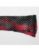 Black And Red Mesh Stitching Knitted Chest Hook Decoration Punk Style See Through Long Sleeved T-Shirt
