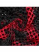 Black And Red Mesh Stitching Knitted Chest Hook Decoration Punk Style See Through Long Sleeved T-Shirt