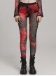 Black And Red Mesh Stitching Knitted Sexy Punk Style See Through Leggings