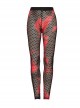 Black And Red Mesh Stitching Knitted Sexy Punk Style See Through Leggings