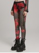 Black And Red Mesh Stitching Knitted Sexy Punk Style See Through Leggings
