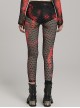 Black And Red Mesh Stitching Knitted Sexy Punk Style See Through Leggings