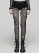 Sexy Black See Through Knitted Mesh Punk Style Tie Dye Leggings