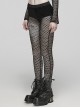 Sexy Black See Through Knitted Mesh Punk Style Tie Dye Leggings