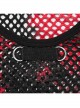 Black And Red Soft Knitted Hollow Mesh Front Chest Webbing Embellished Punk Style Sleeveless Fitted Vest