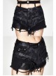 Double Waistband Burr Distressed Black Punk Mini Pants