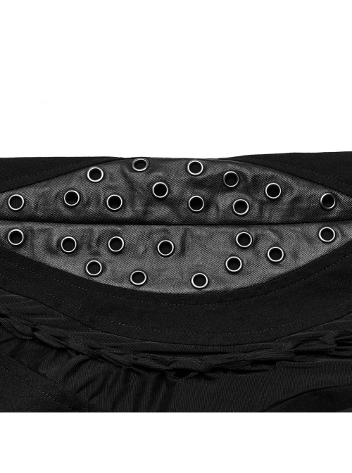 Personalized Elastic Woven Splicing Irregular Burnt Mesh Side Eyelet Decoration Punk Style Hollow Trousers