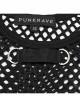 Black Soft Knitted Hollow Mesh Front Chest Webbing Embellished Punk Style Sleeveless Fitted Vest