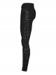 Black Stretch Knit Patchwork Asymmetrical Rubber Mesh Side Panels Embellished Punk Style Split Trousers