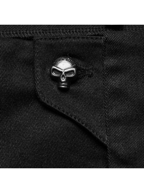 Personalized Black Micro Elastic Twill Woven Side Hollow Lace Up Punk Style Low Rise Shorts