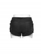 Personalized Black Micro Elastic Twill Woven Side Hollow Lace Up Punk Style Low Rise Shorts