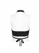 Black Elastic Vertical Pattern Laminated Front Chest Metal Link Punk Style Sexy Corset