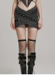 Personalized Gray Cross Twill Spliced Mesh Front D Shaped Buckle With Studs Embellished With Punk Style Layered Skirt