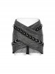 Personalized Gray Cross Twill Spliced Mesh Front D Shaped Buckle With Studs Embellished With Punk Style Layered Skirt