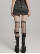 Personalized Gray Cross Twill Spliced Mesh Front D Shaped Buckle With Studs Embellished With Punk Style Layered Skirt