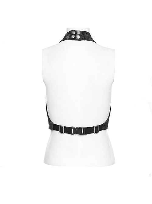 Sexy Backless Dark Gray Tattered Knitted Pointed Hem Punk Style Halter Neck Sleeveless Vest
