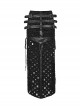 Black Tattered Twill Spliced Cross-Taped Side Eyelet Tying Rope Punk Style Hollow Slit Skirt