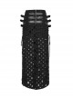 Black Tattered Twill Spliced Cross-Taped Side Eyelet Tying Rope Punk Style Hollow Slit Skirt