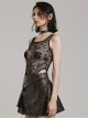 Sexy Black Spider Web Stitching Diamond Mesh Punk Style High Cut Sleeveless Bodysuit