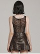 Sexy Black Spider Web Stitching Diamond Mesh Punk Style High Cut Sleeveless Bodysuit