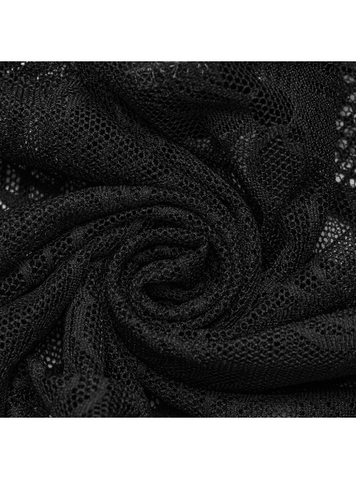 Sexy Black Spider Web Stitching Diamond Mesh Punk Style High Cut Sleeveless Bodysuit
