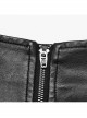 Black Imitation Leather With Mesh Side Zipper Embellished Punk Style Leather Skirt