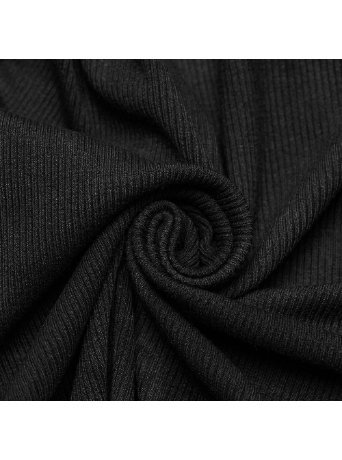 Black Sexy Elastic Thread Front Center Non Detachable String Punk Style Slim Fit Printed Tube Top Dress