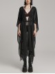 Sexy Loose Black Elegant Chiffon Braided Rope Belt Gothic Style Multi Wear Sun Protection Long Sleeved Jacket
