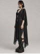 Sexy Loose Black Elegant Chiffon Braided Rope Belt Gothic Style Multi Wear Sun Protection Long Sleeved Jacket