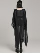 Sexy Loose Black Elegant Chiffon Braided Rope Belt Gothic Style Multi Wear Sun Protection Long Sleeved Jacket
