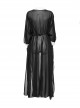 Sexy Loose Black Elegant Chiffon Braided Rope Belt Gothic Style Multi Wear Sun Protection Long Sleeved Jacket