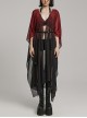 Sexy Loose Black And Red Elegant Chiffon Braided Rope Belt Gothic Style Multi Wear Sun Protection Long Sleeved Jacket