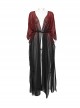 Sexy Loose Black And Red Elegant Chiffon Braided Rope Belt Gothic Style Multi Wear Sun Protection Long Sleeved Jacket