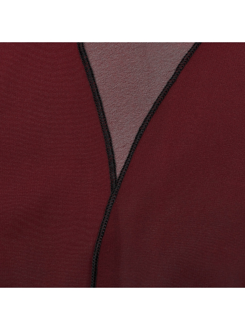 Sexy Loose Black And Red Elegant Chiffon Braided Rope Belt Gothic Style Multi Wear Sun Protection Long Sleeved Jacket