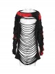 Personalized Black And Red Tattered Knitted Tie Dye Front And Back Hollow Punk Style Loose Long Sleeved T-Shirt